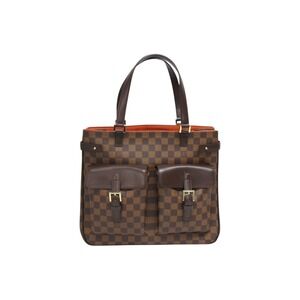 LOUIS VUITTON Damier Ebene Brown Uzes Brown Tote Bag Canvas